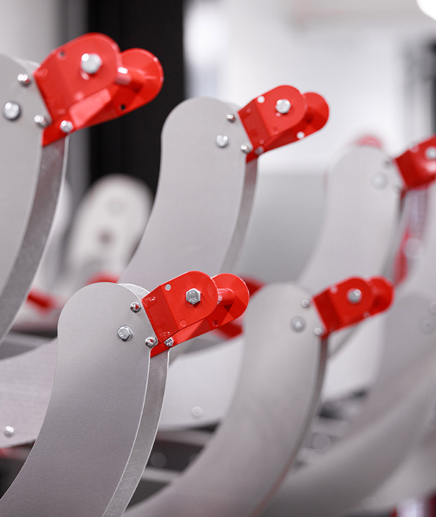 Red and grey metallic e-bike parking spots